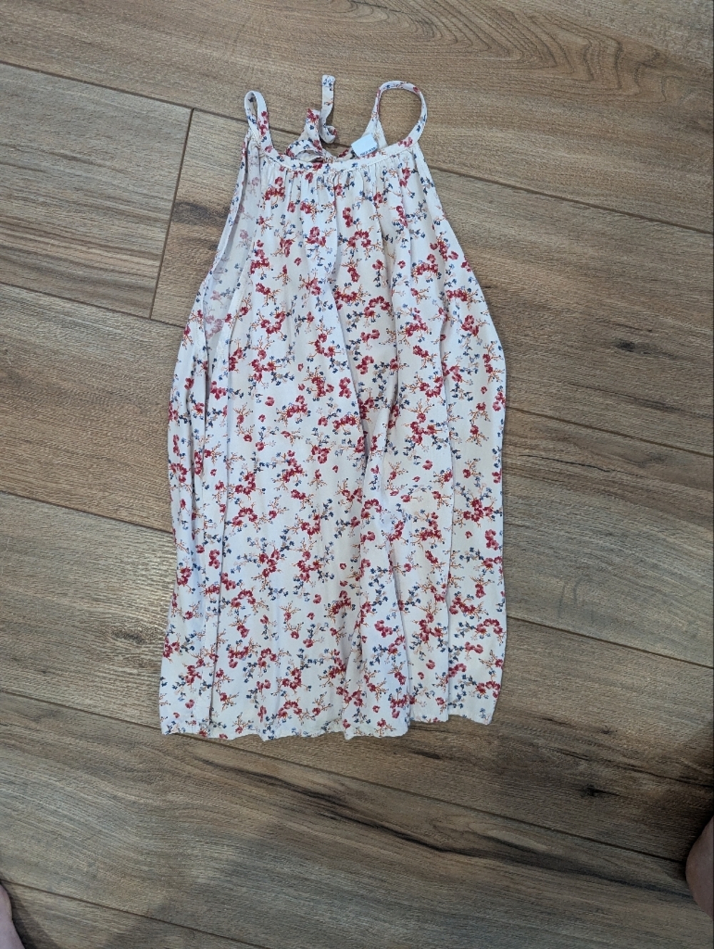 Old Navy White Floral Top with Red & Blue Sprigs